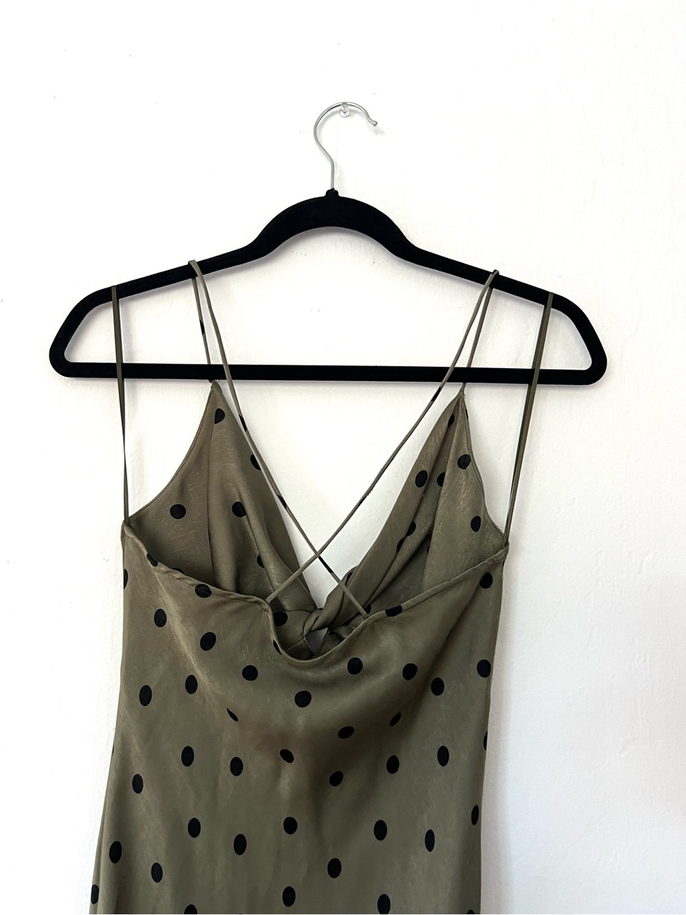 Zara Satin Polka Dot Midi Dress - Picture 5 of 9